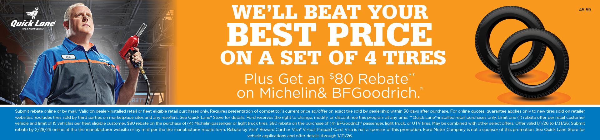Low Tire Price $80 Rebate